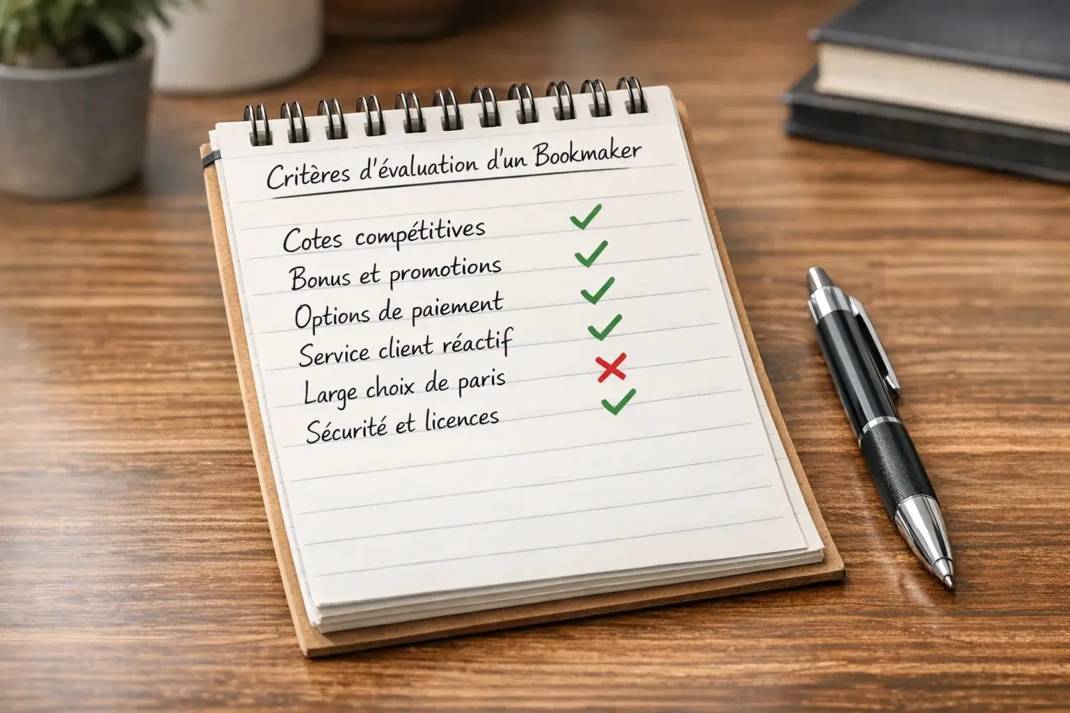 Liste de critères pour évaluer un bookmaker