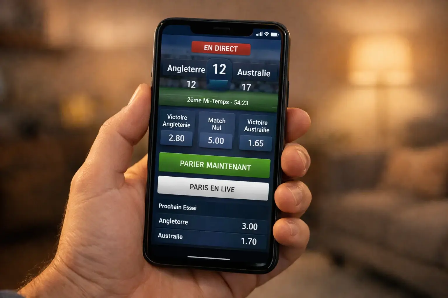 Application mobile de paris rugby sur smartphone